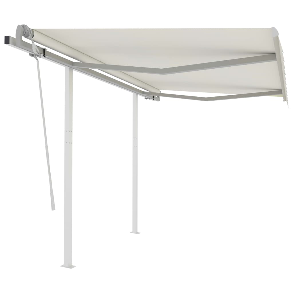 Vidaxl Luifel estendibile manualmente con post 3,5x2,5 m Crema