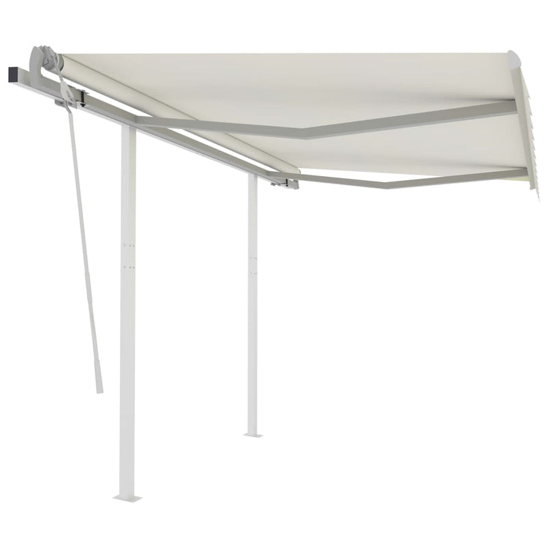 Vidaxl Luifel estendibile manualmente con post 3,5x2,5 m Crema