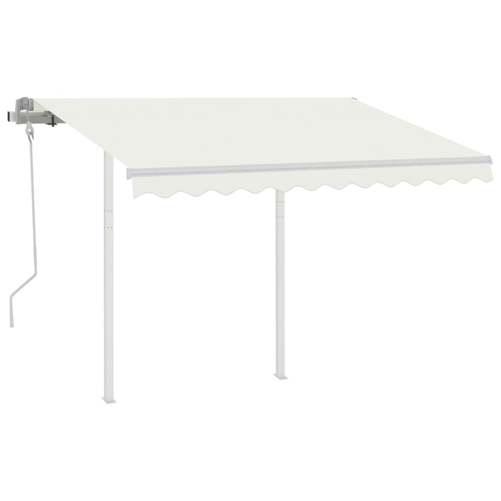 Vidaxl Luifel estendibile manualmente con post 3,5x2,5 m Crema