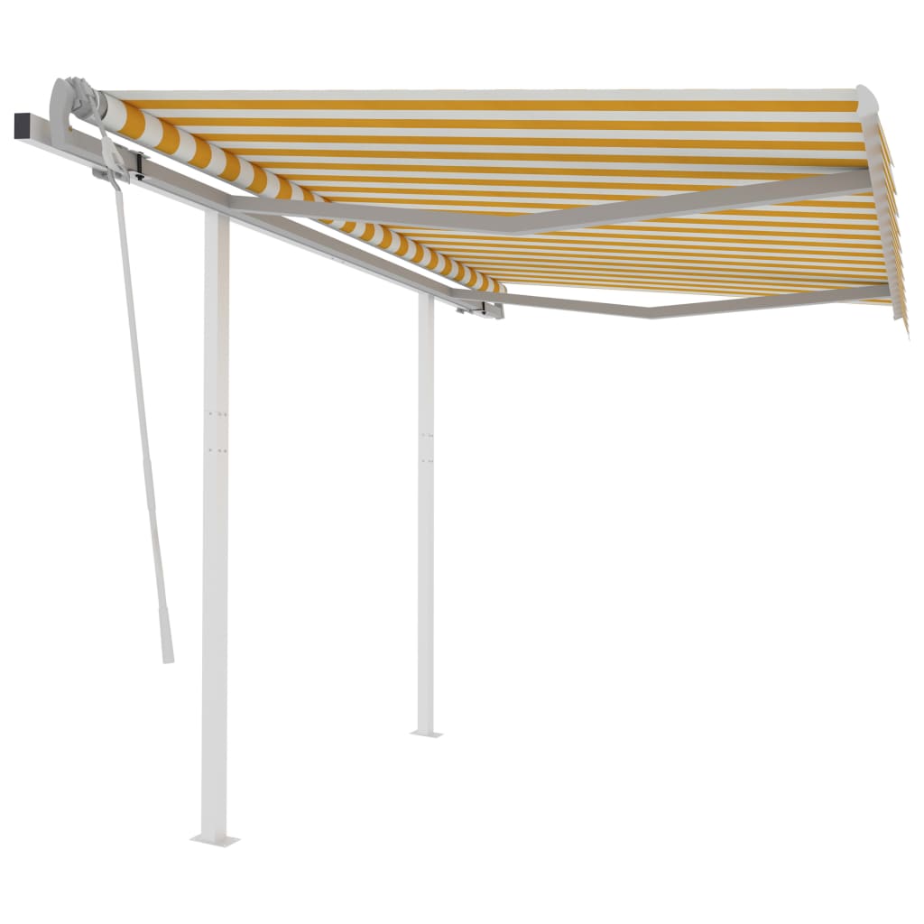 Vidaxl Luifel se puede extender manualmente con postes de 3.5x2.5 m amarillo y blanco