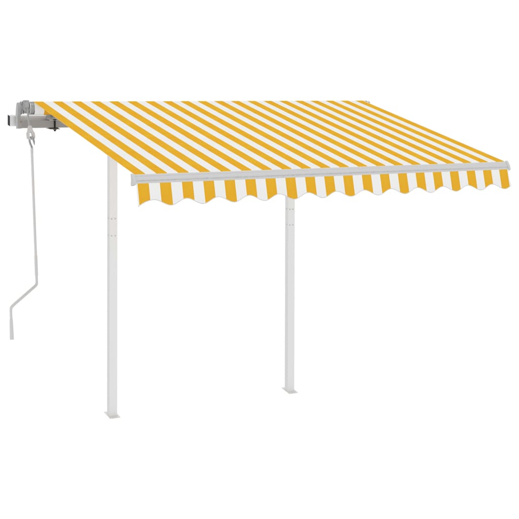 Vidaxl Luifel se puede extender manualmente con postes de 3.5x2.5 m amarillo y blanco