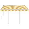 Vidaxl Luifel se puede extender manualmente con postes de 3.5x2.5 m amarillo y blanco