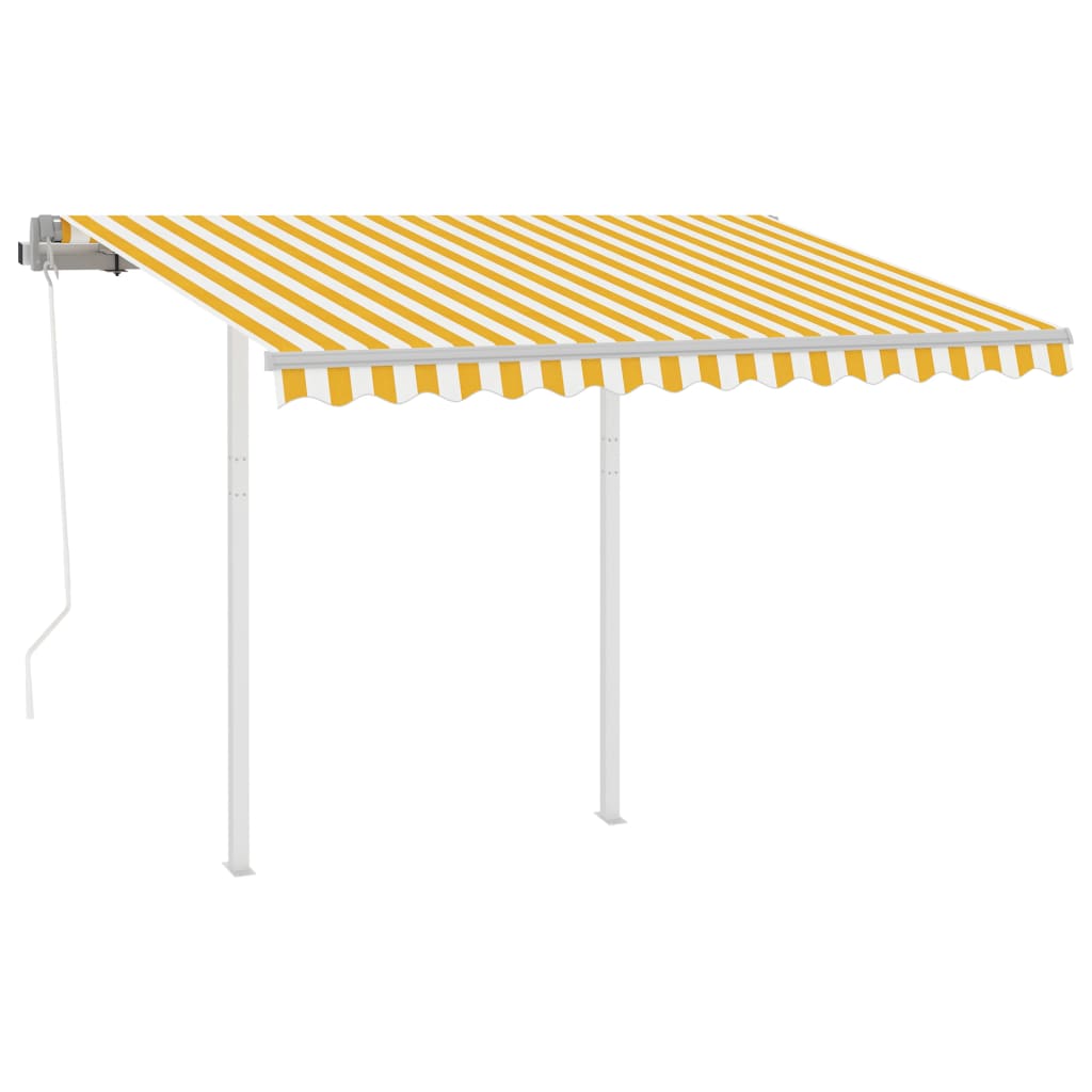 Vidaxl Luifel estendibile automaticamente con post 3,5x2,5 m gialli e bianchi
