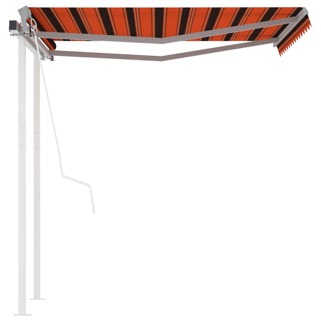 Vidaxl Luifel estendibile automaticamente con post 3,5x2,5 m arancione marrone