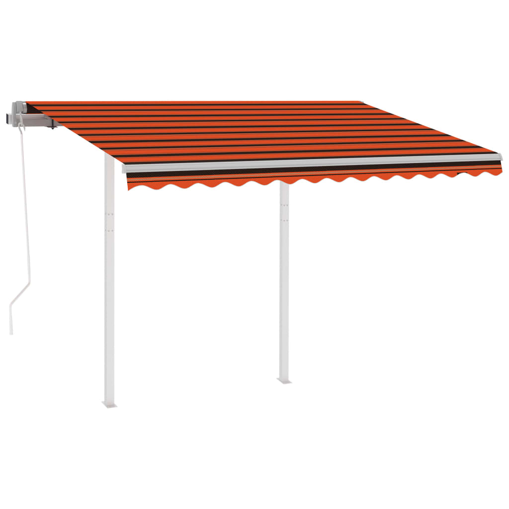 Vidaxl Luifel estendibile automaticamente con post 3,5x2,5 m arancione marrone