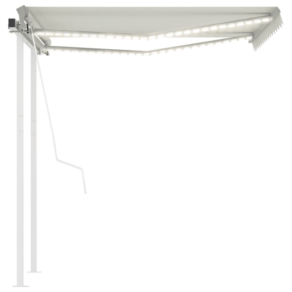 Vidaxl Luifel automatico con LED e sensore del vento 3,5x2,5 m Crema