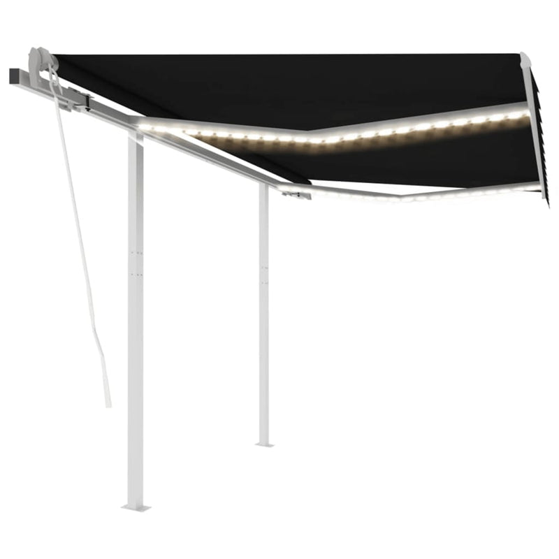 Vidaxl Luifel automatico con LED e sensore del vento 3,5x2,5 M Antracite