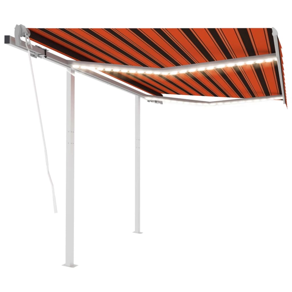 Vidaxl Luifel automático con sensor de LED y viento de 3.5x2.5 m de color naranja