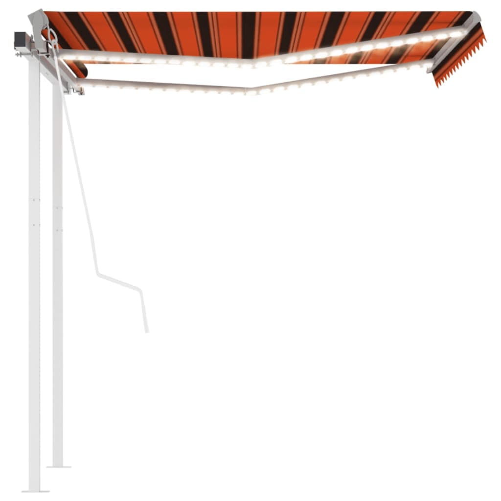 Vidaxl Luifel automático con sensor de LED y viento de 3.5x2.5 m de color naranja