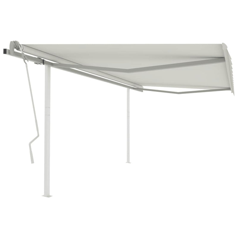 Vidaxl Luifel estendibile manualmente con pali 4x3 m crema