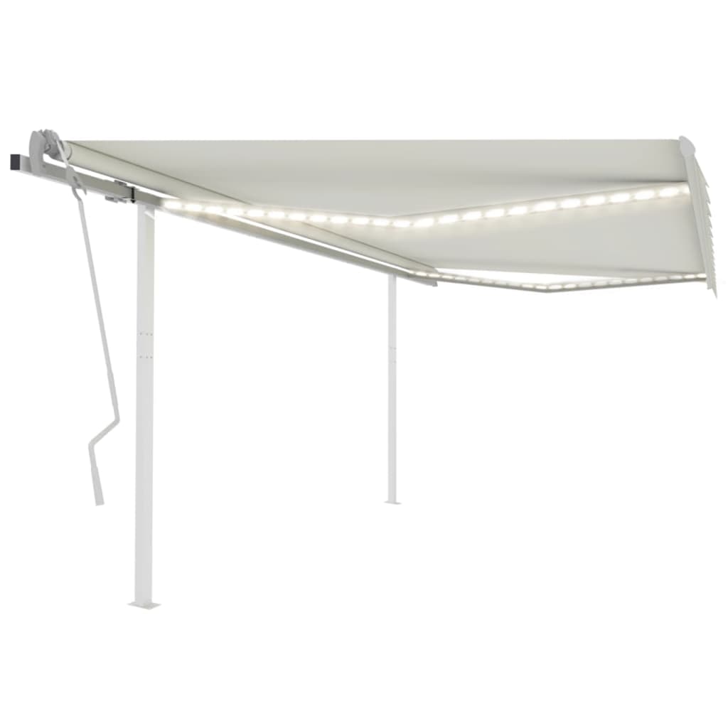 Vidaxl Luifel se puede extender manualmente con LED 4x3 M Cream -Colored