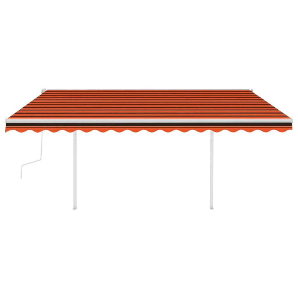 Vidaxl Luifel estendibile manualmente con arancione 4x3 m a LED e marrone