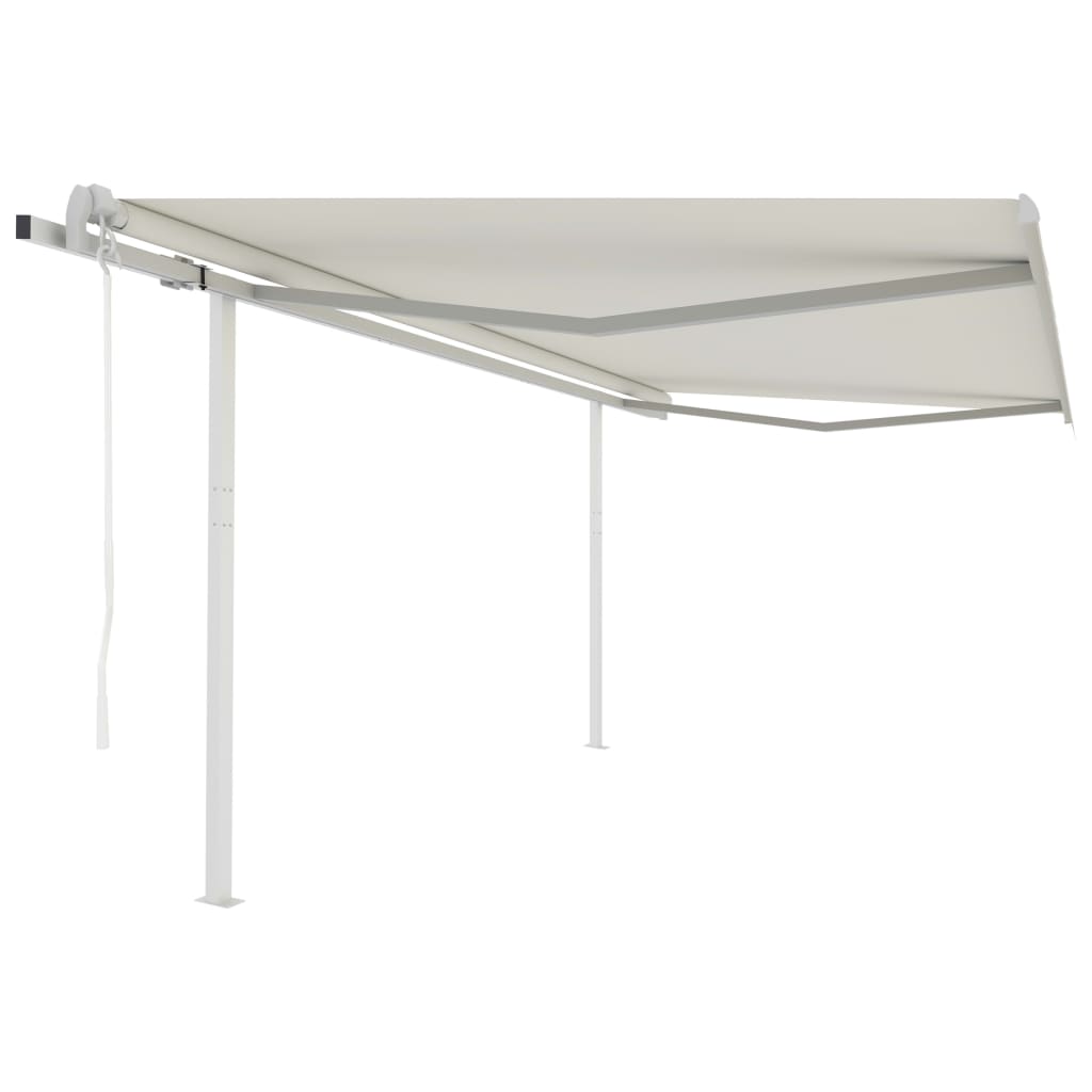Vidaxl Luifel estendibile automaticamente con pali 4x3 m crema