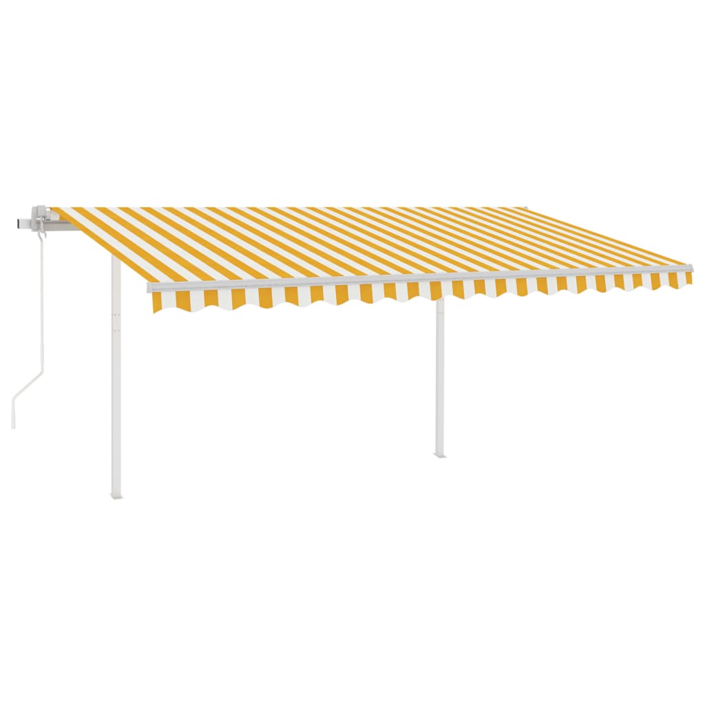 Vidaxl Luifel se puede extender automáticamente con publicaciones de 4x3 m de amarillo y blanco
