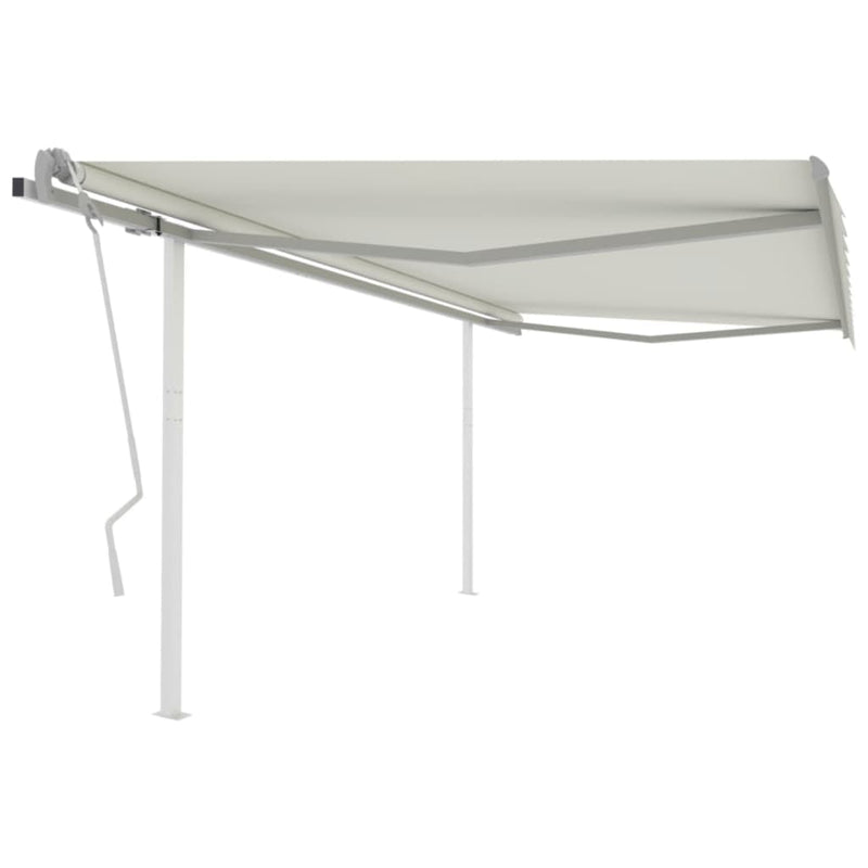 Vidaxl Luifel estendibile manualmente con pali 4,5x3 m Crema
