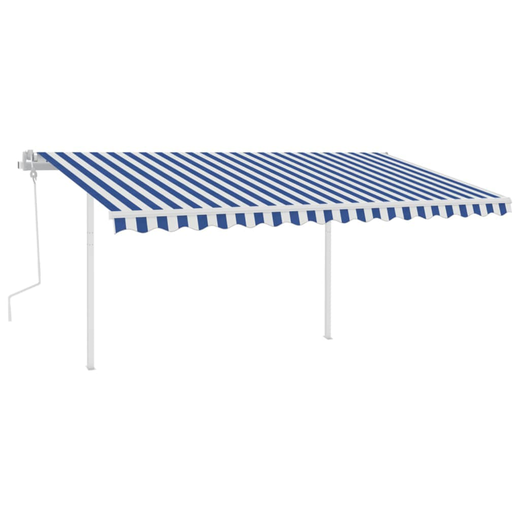 Vidaxl Luifel se puede extender manualmente con LED 4.5x3 m azul y blanco