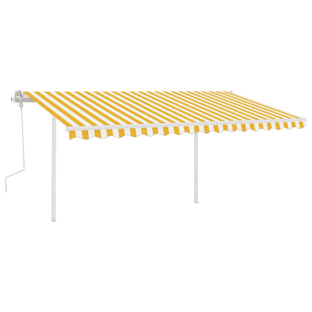Vidaxl Luifel estendibile manualmente con LED 4,5x3 m giallo e bianco
