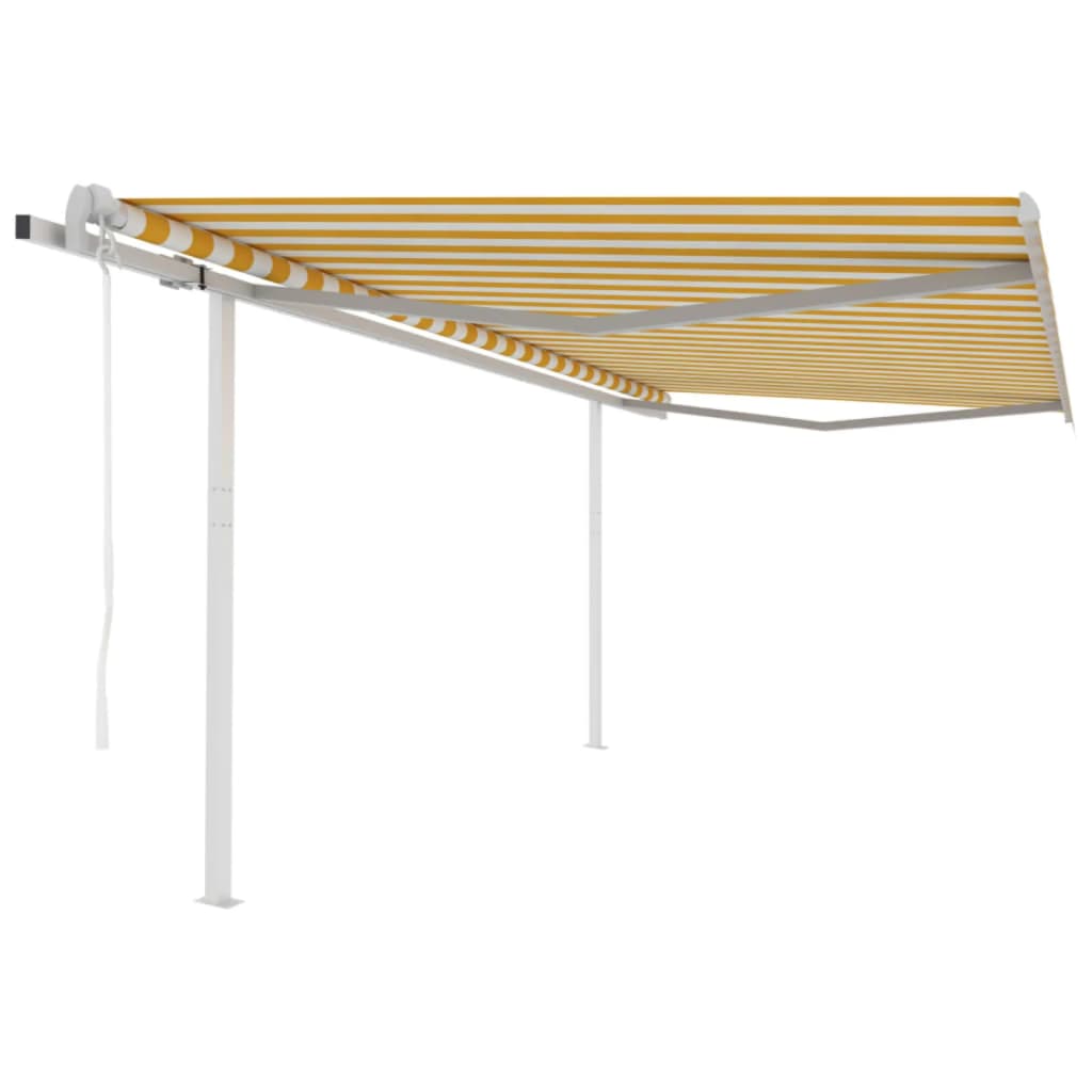 Vidaxl Luifel se puede extender automáticamente con publicaciones de 4.5x3 m de amarillo y blanco