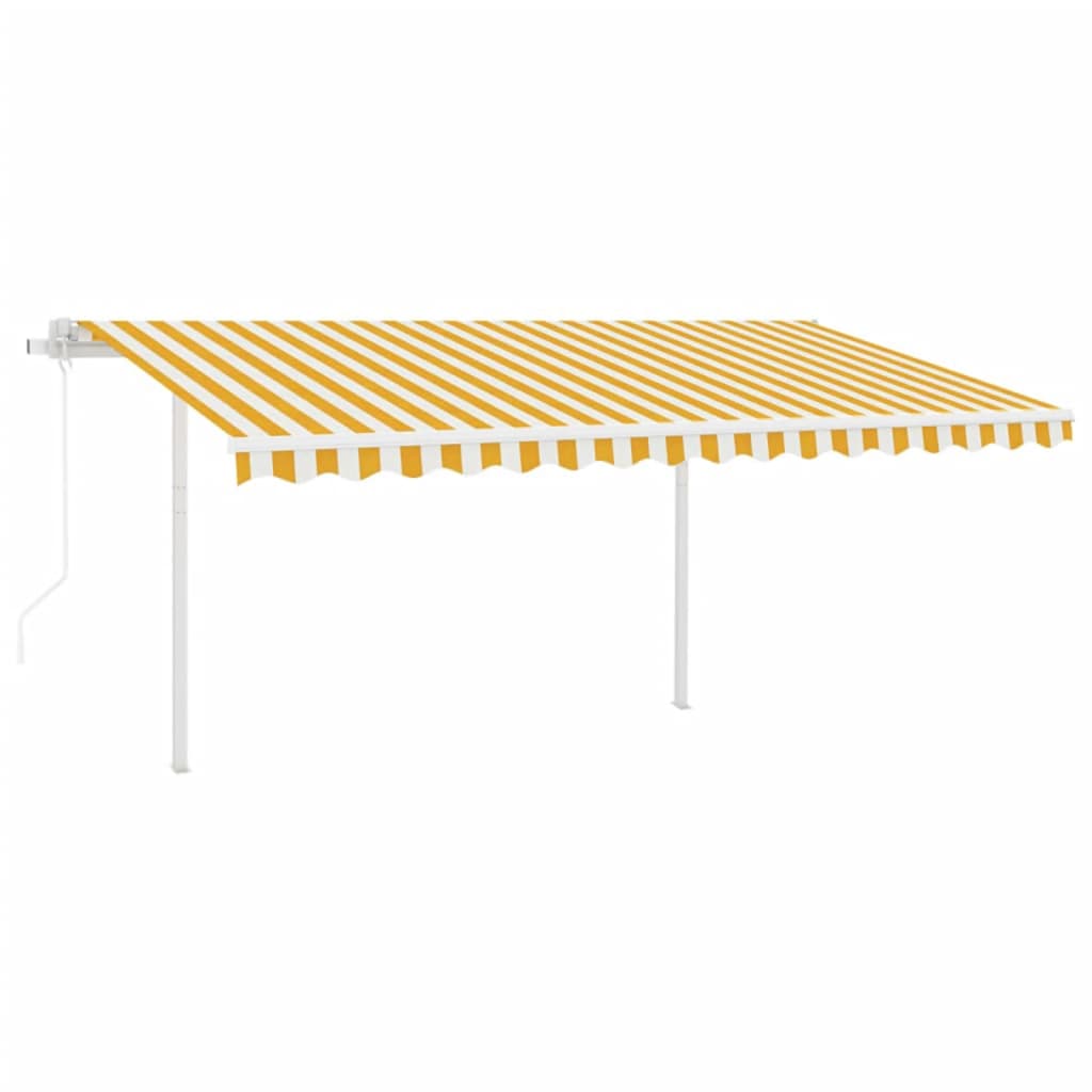 Vidaxl Luifel se puede extender automáticamente con publicaciones de 4.5x3 m de amarillo y blanco