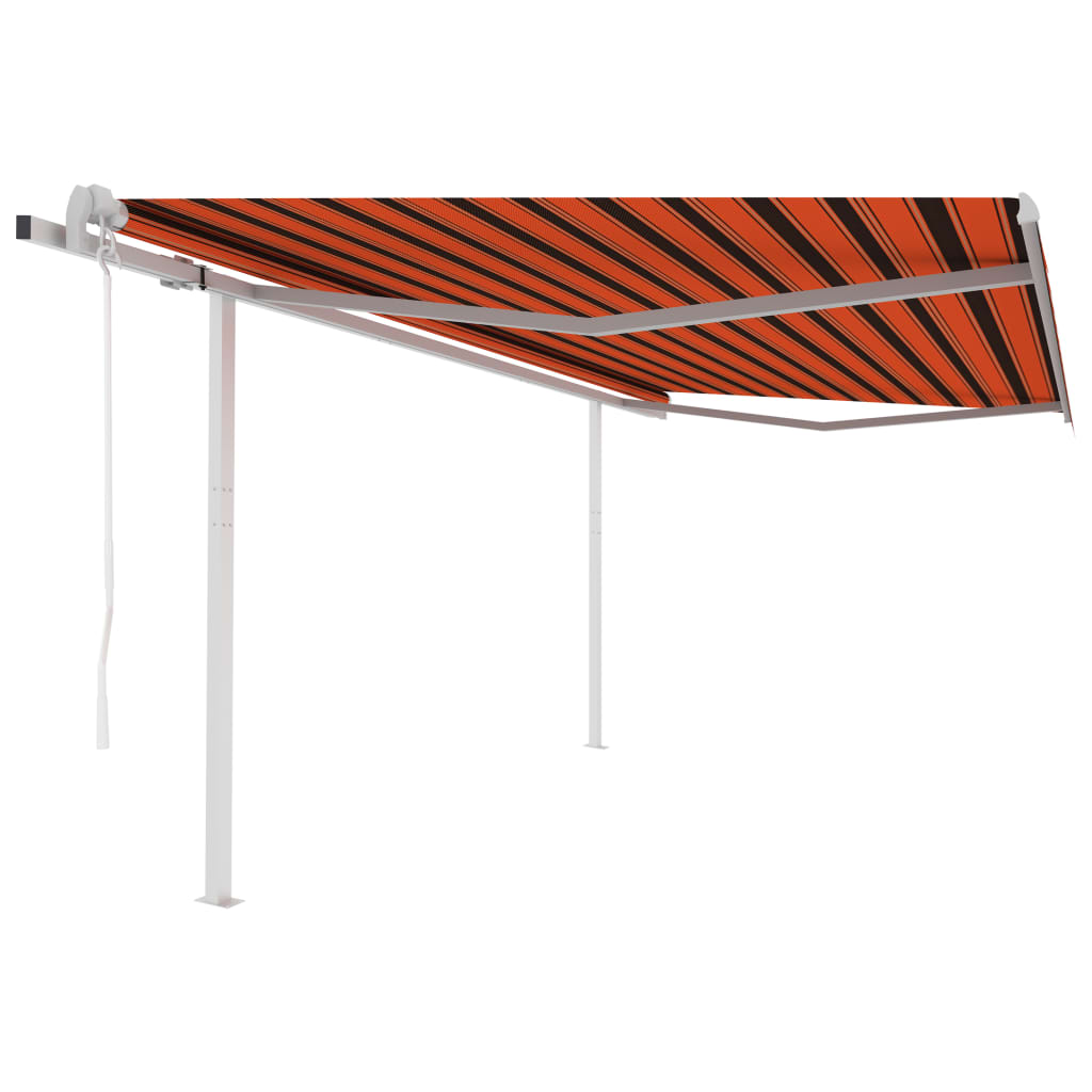 Vidaxl Luifel estendibile automaticamente con post 4,5x3 m arancione marrone