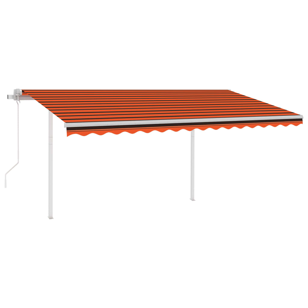 Vidaxl Luifel estendibile automaticamente con post 4,5x3 m arancione marrone