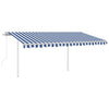 VidaXL Luifel automatisch met LED en windsensor 4,5x3 m blauw en wit