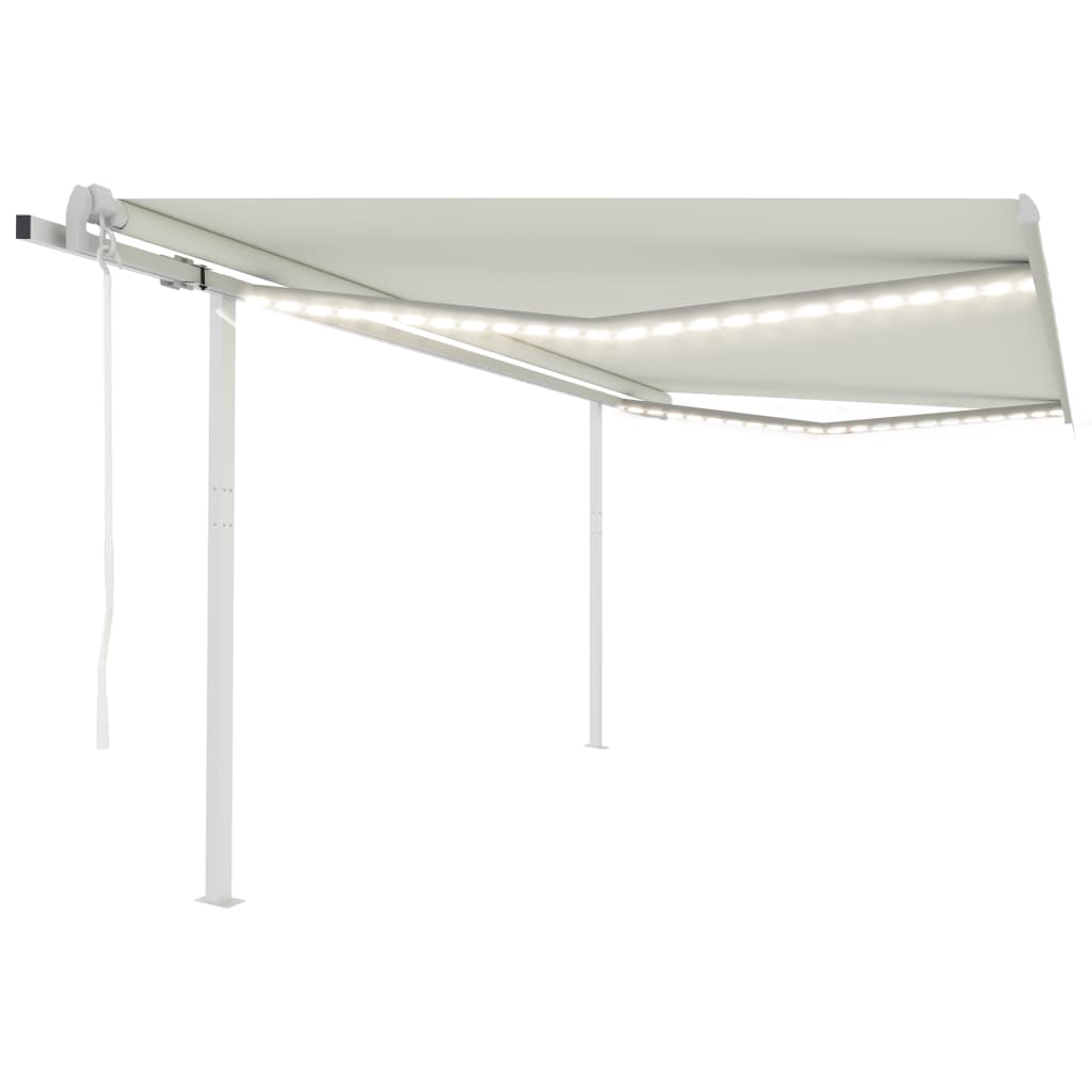 Vidaxl Luifel automatico con LED e sensore del vento 4,5x3 m Crema