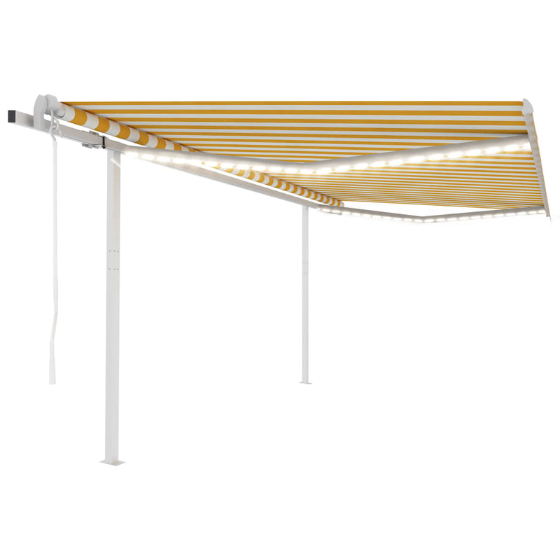 Vidaxl Luifel automatico con LED e sensore del vento 4,5x3 m giallo e bianco