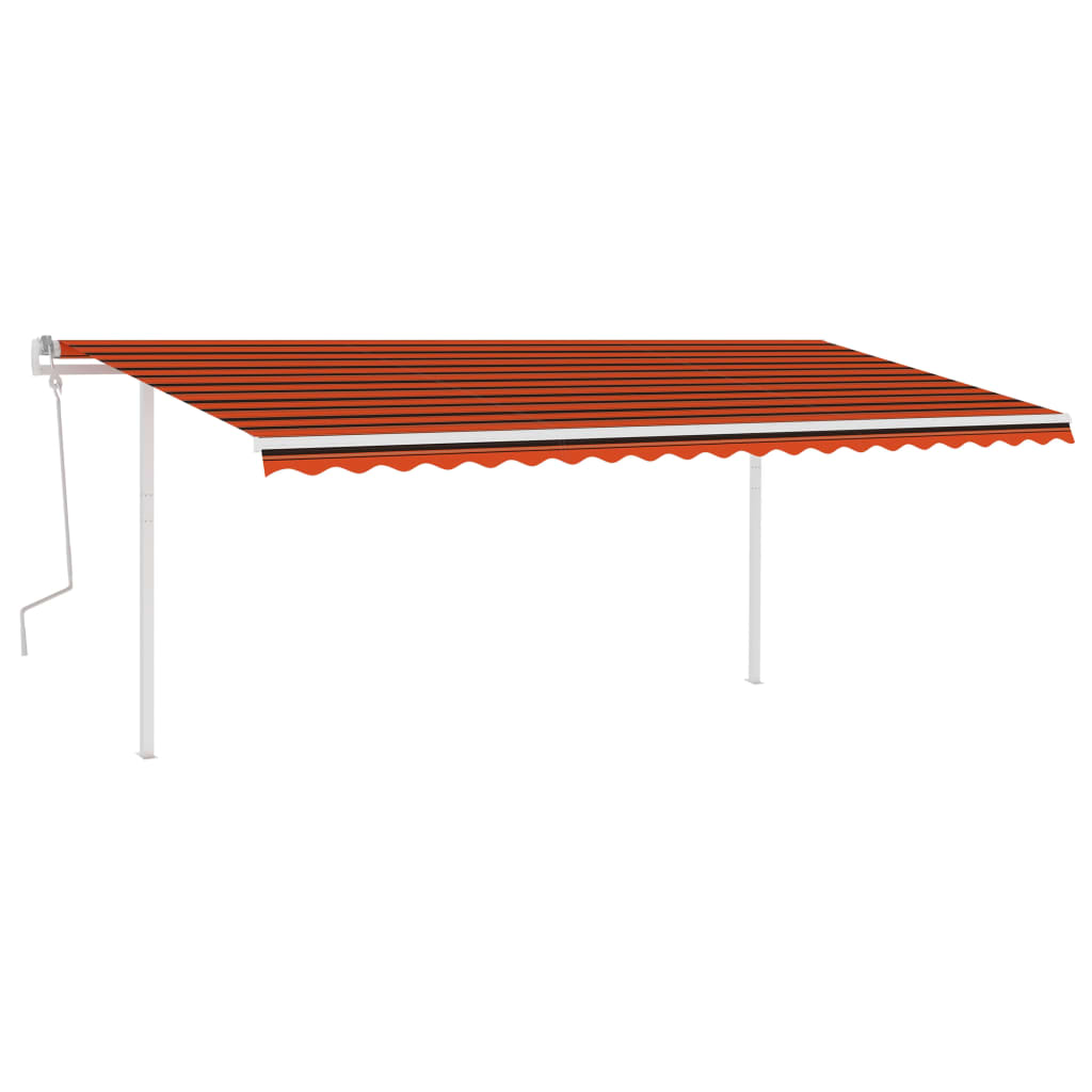 Vidaxl Luifel se puede extender manualmente con postes 5x3 m naranja y marrón