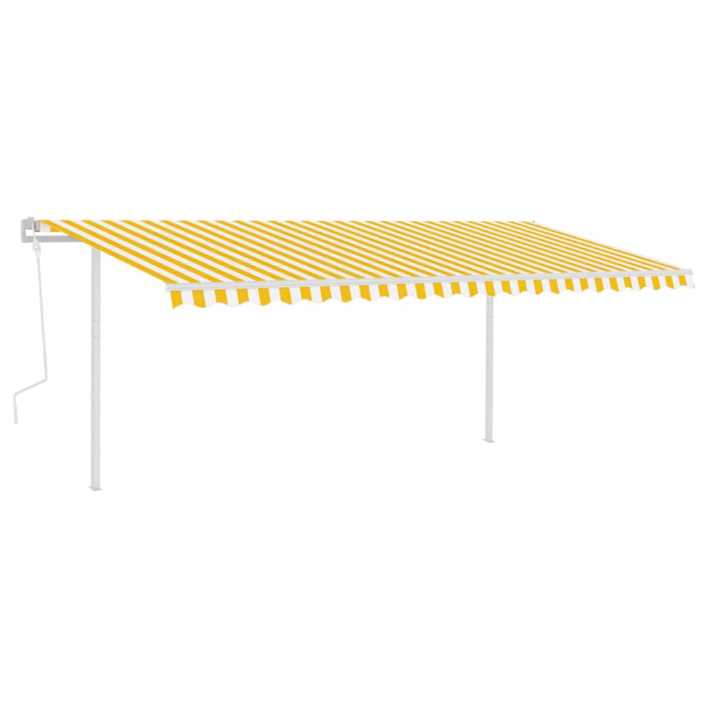 Vidaxl Luifel se puede extender manualmente con LED 5x3 m amarillo y blanco