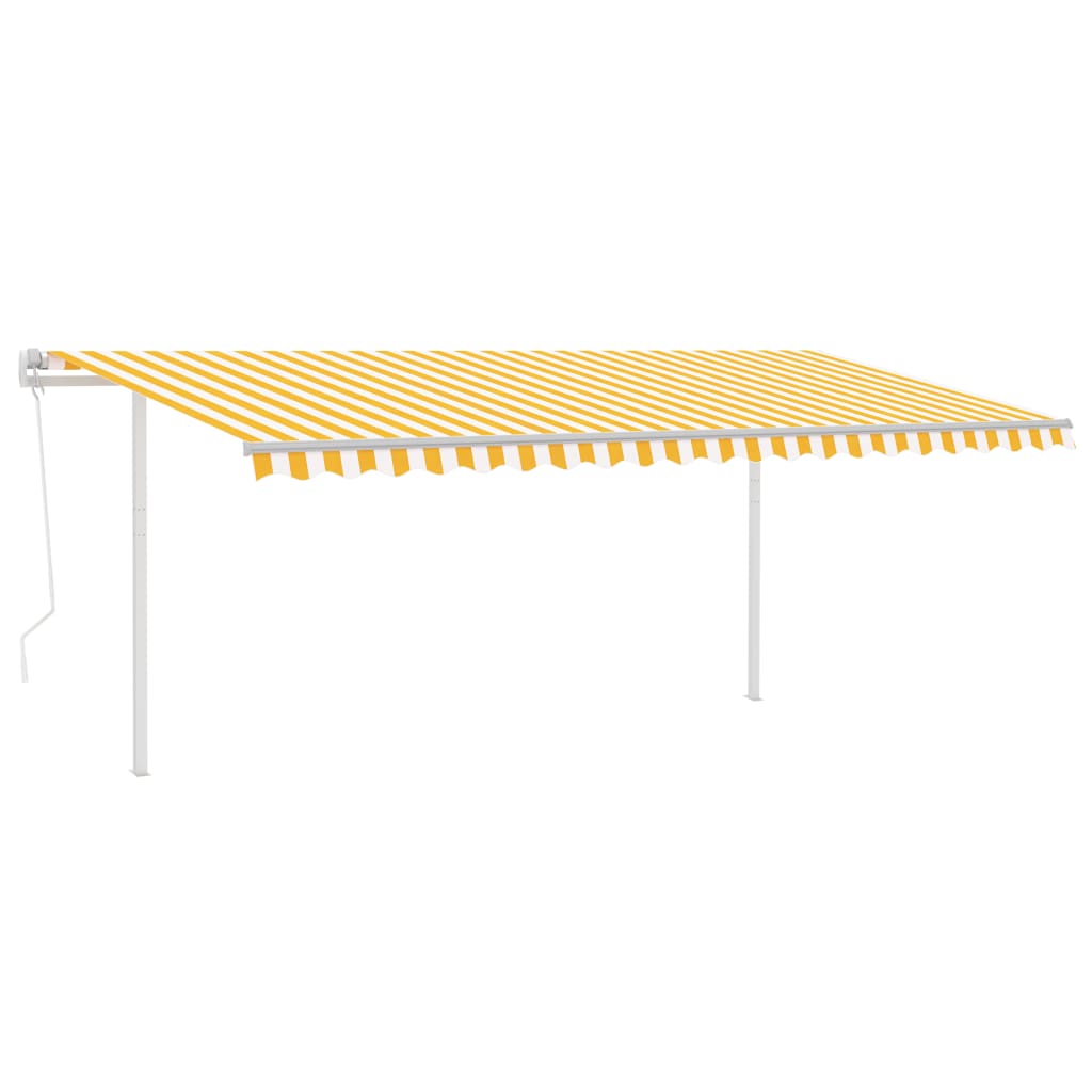 Vidaxl Luifel automático con sensor LED y viento 5x3 m amarillo y blanco
