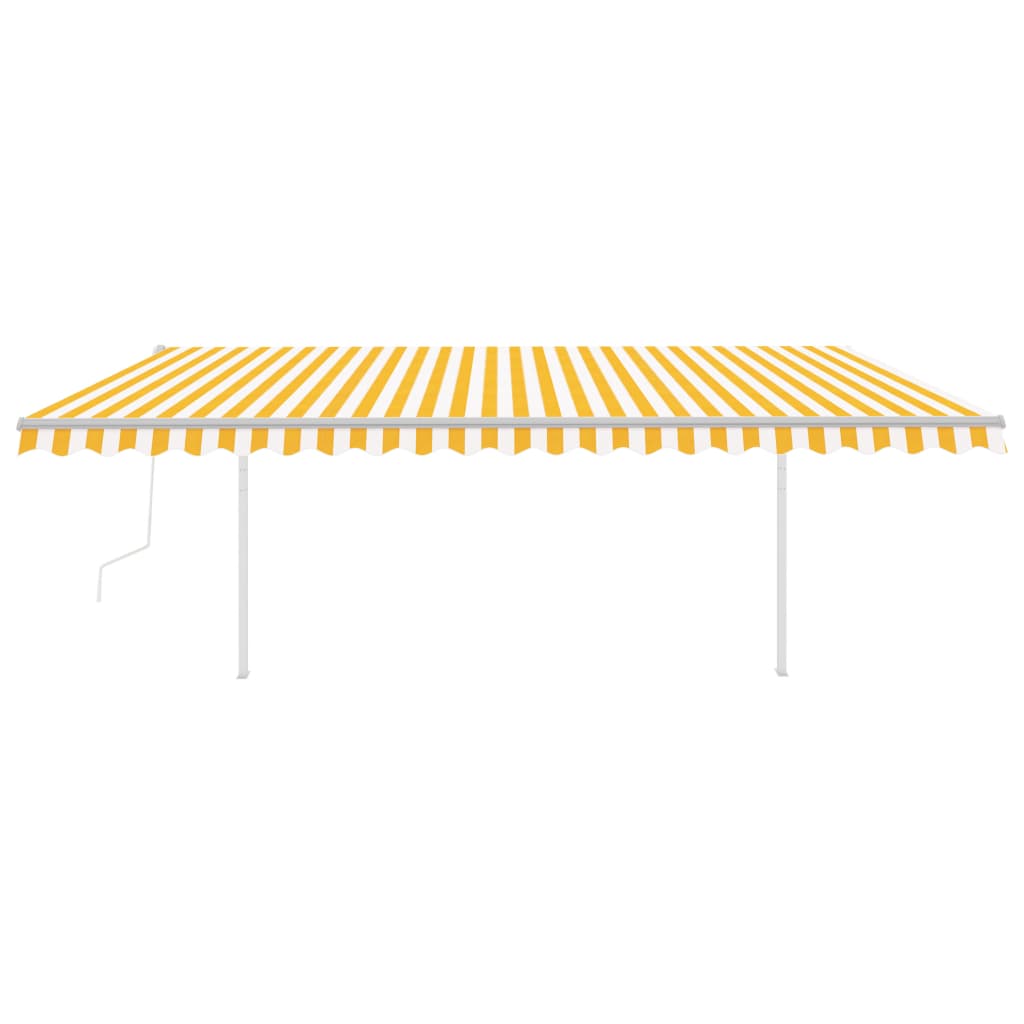 Vidaxl Luifel automático con sensor LED y viento 5x3 m amarillo y blanco
