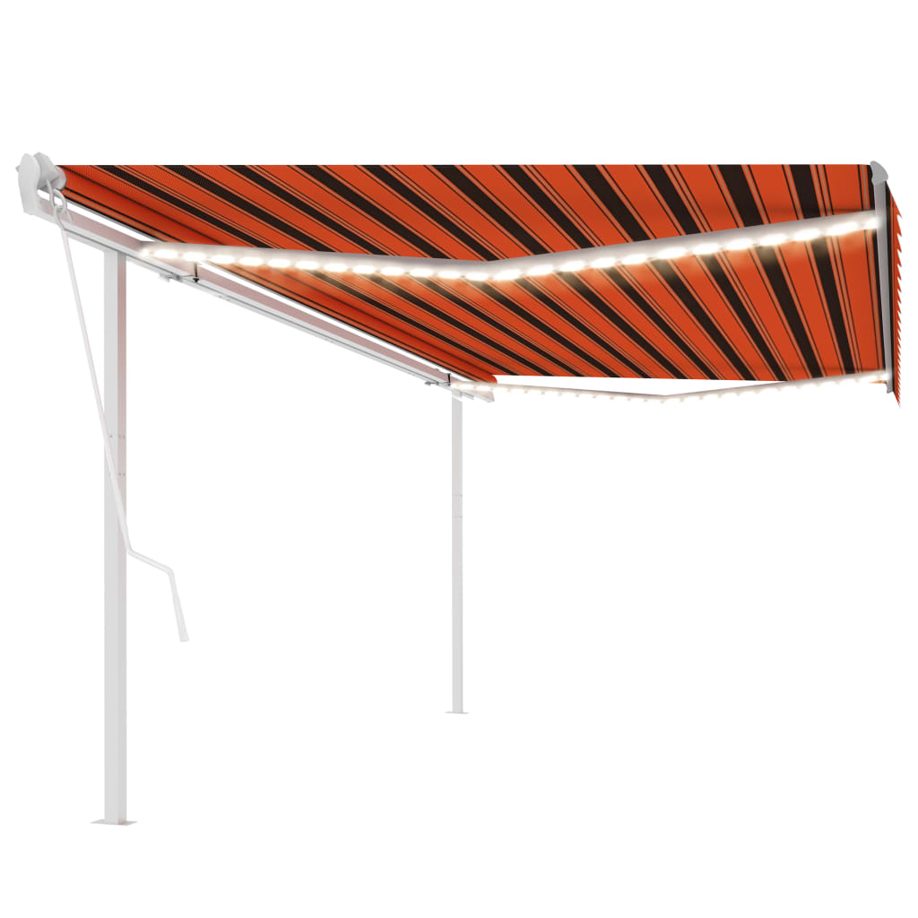 Vidaxl Luifel automatico con LED e sensore del vento 5x3 m arancione e marrone