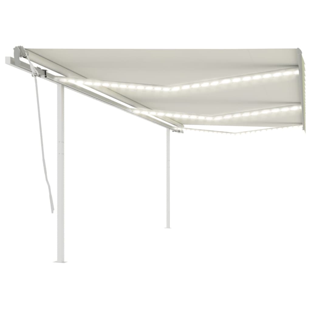 Vidaxl Luifel se puede extender manualmente con LED 6x3 M Cream -Colored