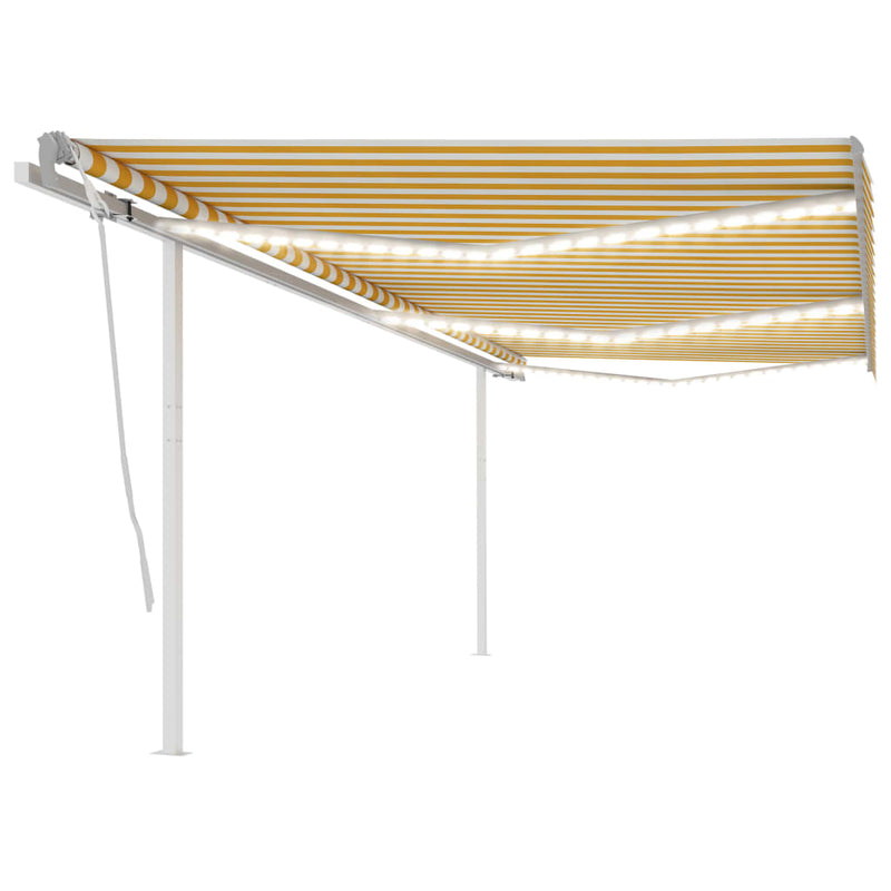 Vidaxl Luifel se puede extender manualmente con LED 6x3 m amarillo y blanco