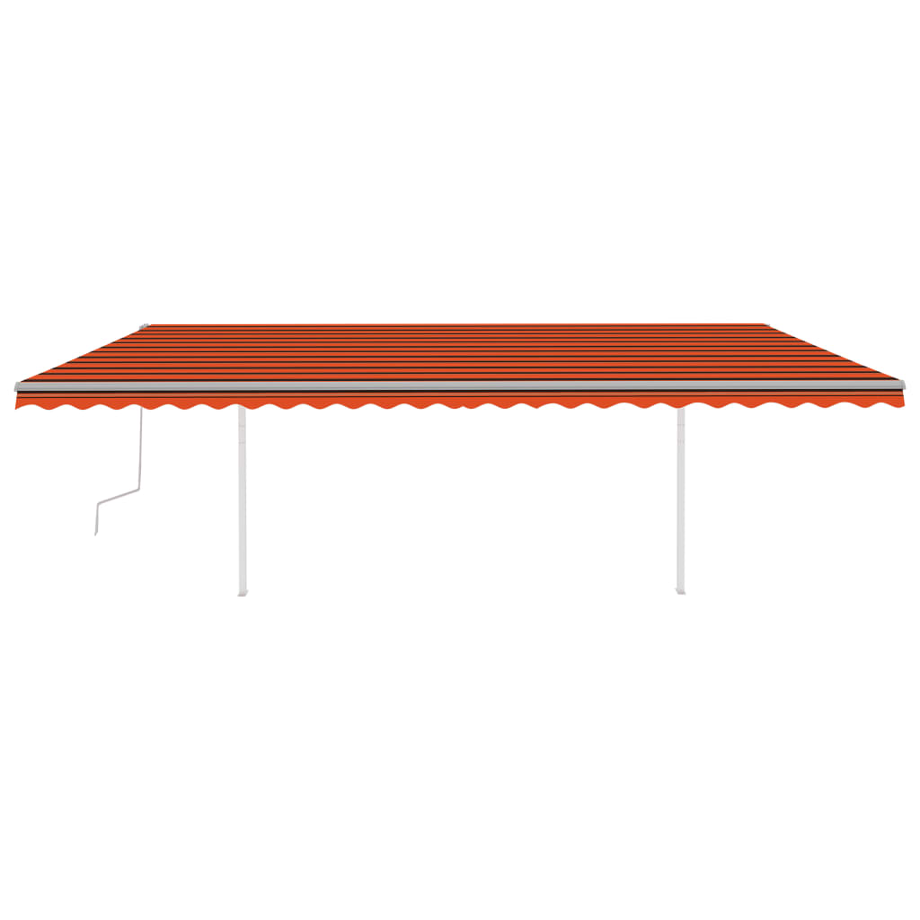 Vidaxl Luifel estendibile manualmente con arancione 6x3 m LED e marrone