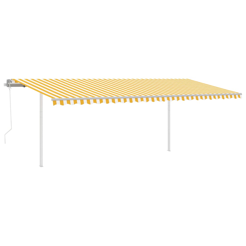 Vidaxl Luifel estendibile automaticamente con pali 6x3 m giallo e bianco