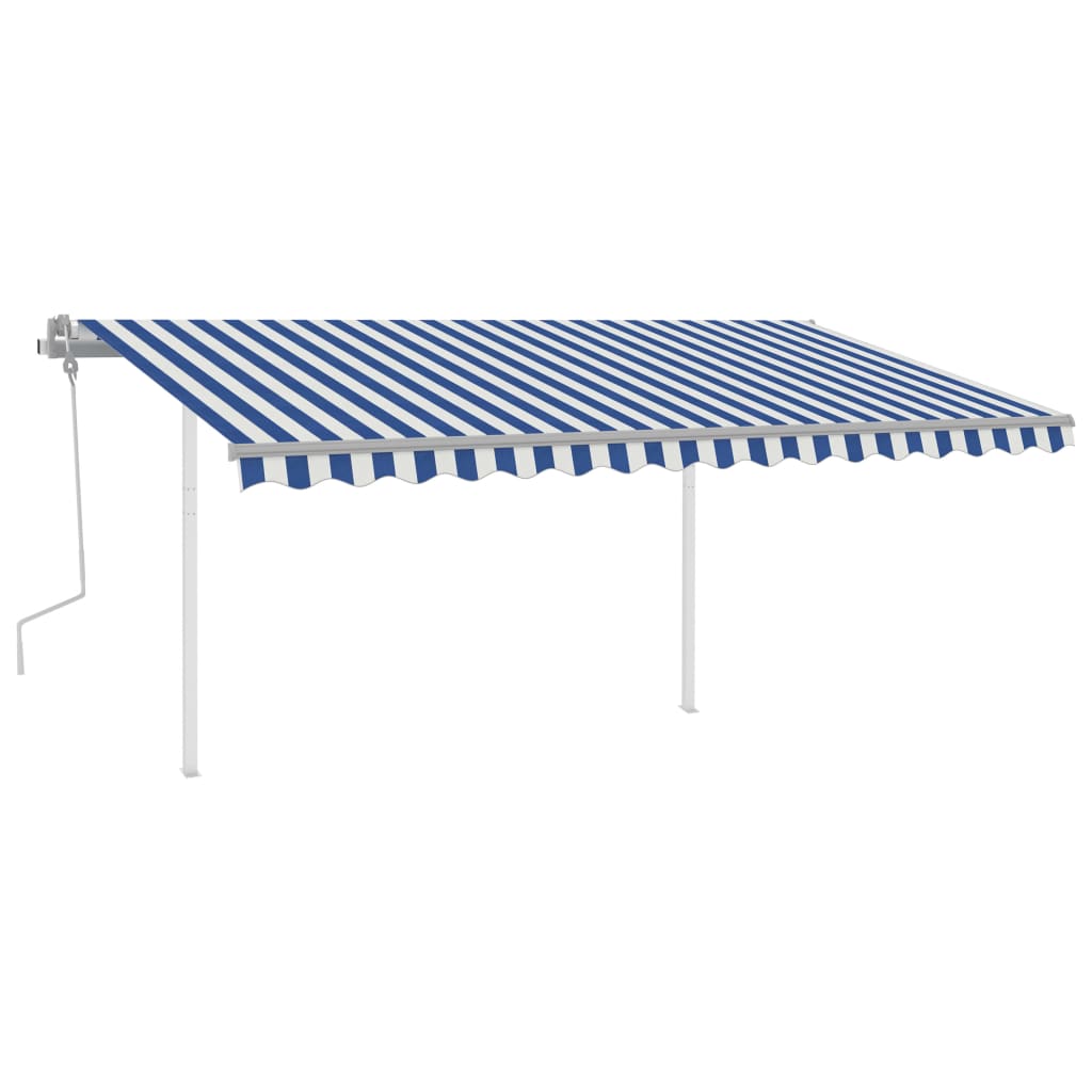 Vidaxl Luifel estendibile manualmente con LED 4x3,5 m blu e bianco