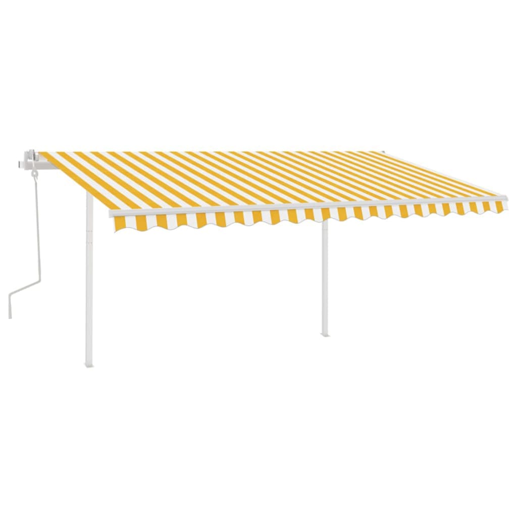 Vidaxl Luifel estendibile manualmente con LED 4x3,5 m giallo e bianco