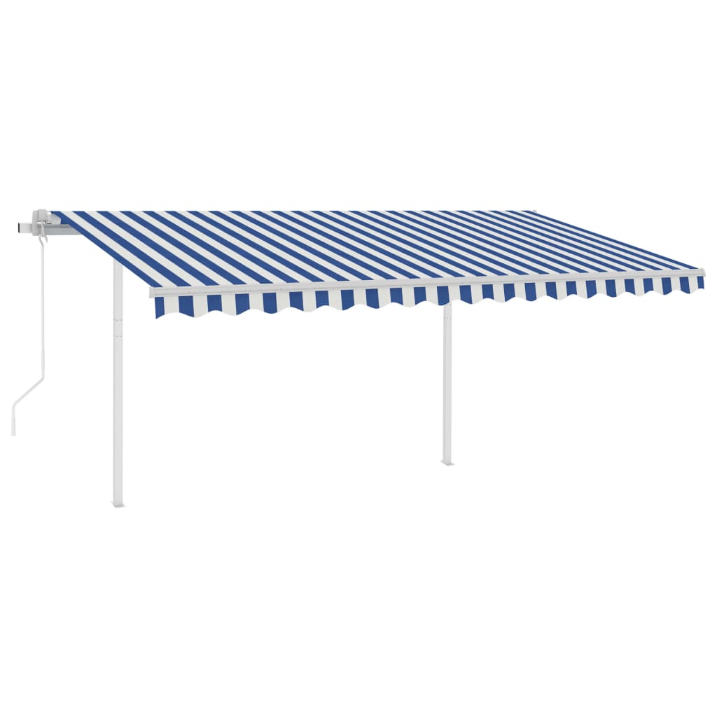 VidaXL Luifel automatisch met LED en windsensor 4x3,5 m blauw en wit