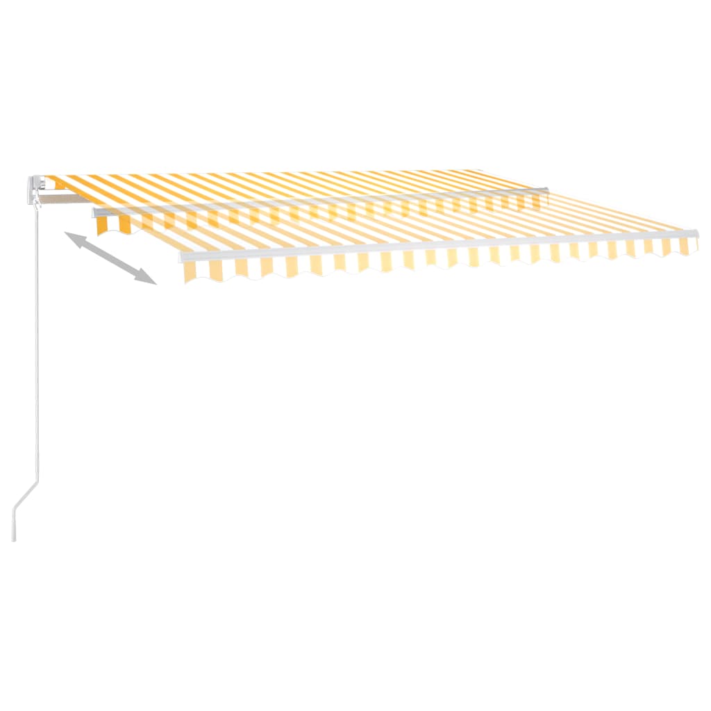 VidaXL Luifel automatisch met LED en windsensor 4x3,5 m geel en wit