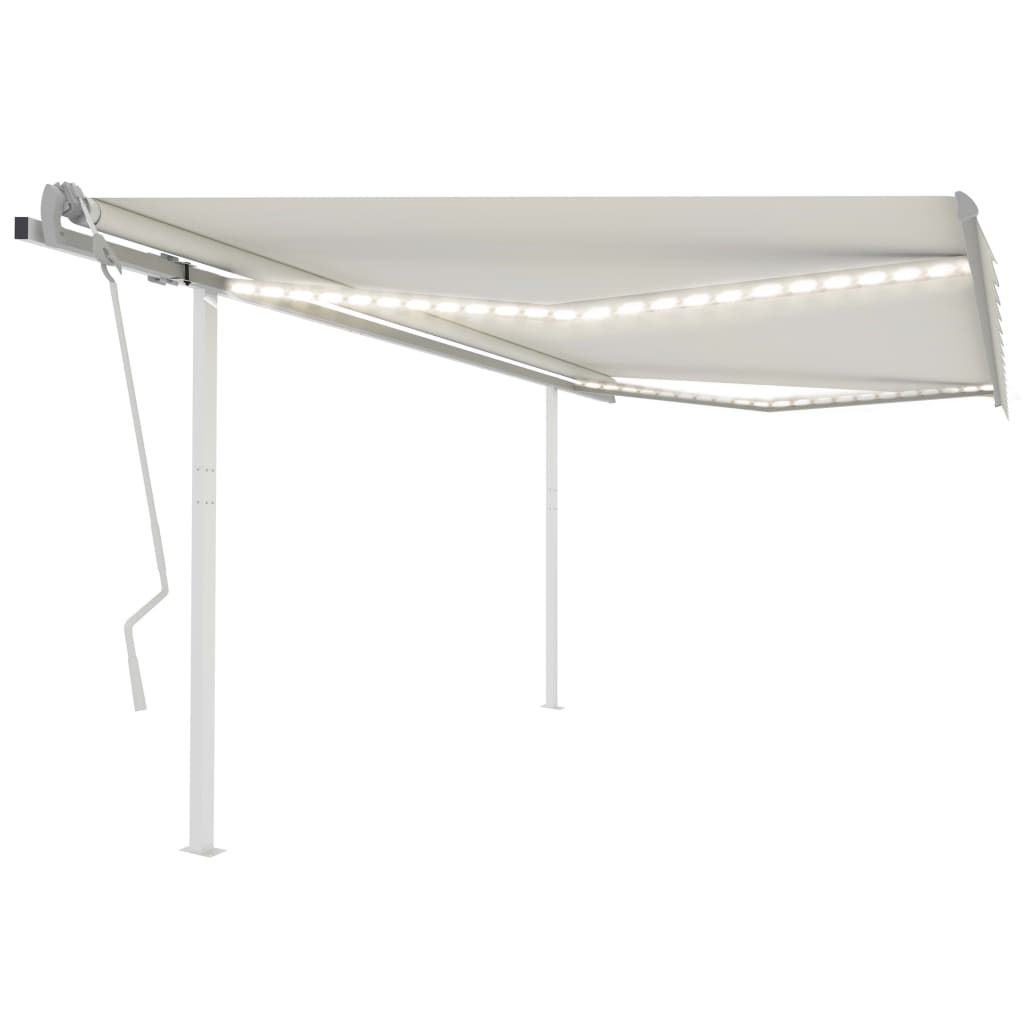 Vidaxl Luifel estendibile manualmente con Crema a LED 4.5x3,5 m