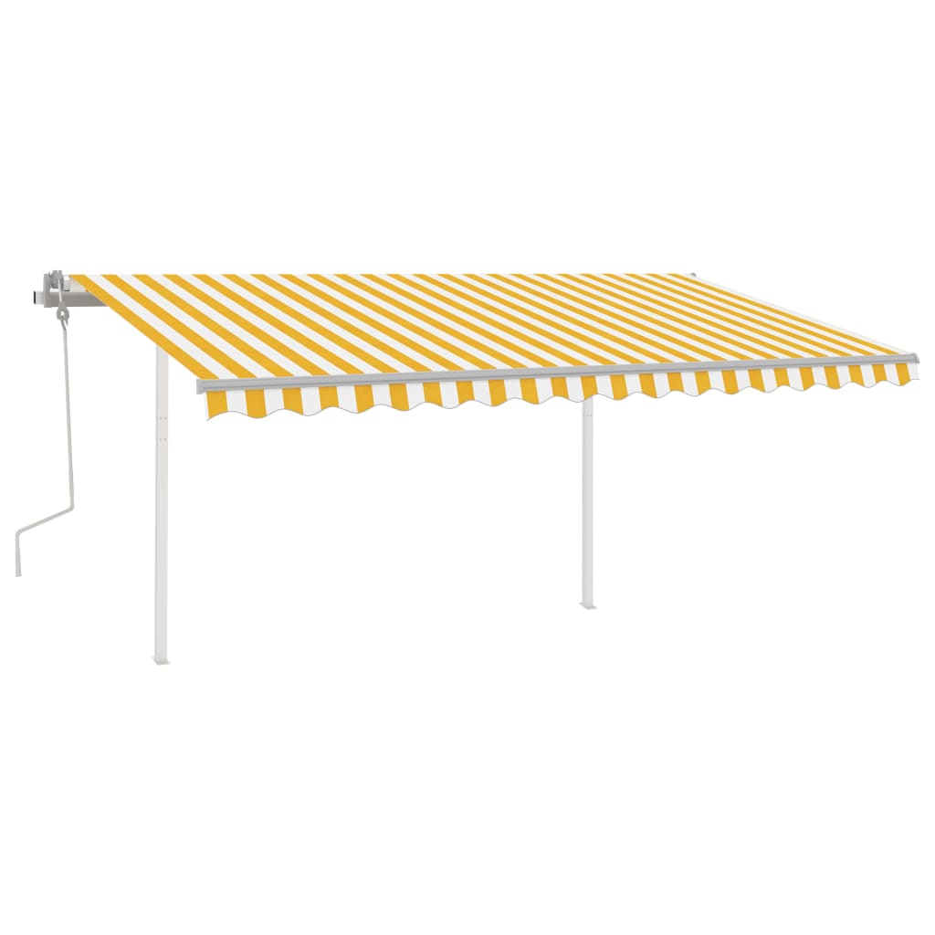 Vidaxl Luifel estendibile manualmente con LED 4,5x3,5 m giallo e bianco