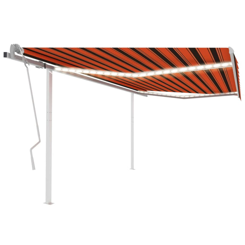 Vidaxl Luifel estendibile manualmente con LED 4.5x3,5 m arancione e marrone