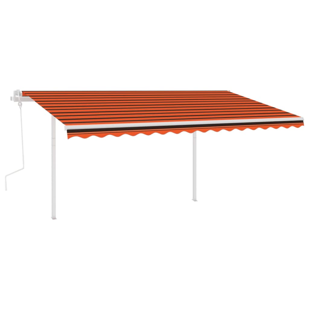 Vidaxl Luifel estendibile manualmente con LED 4.5x3,5 m arancione e marrone