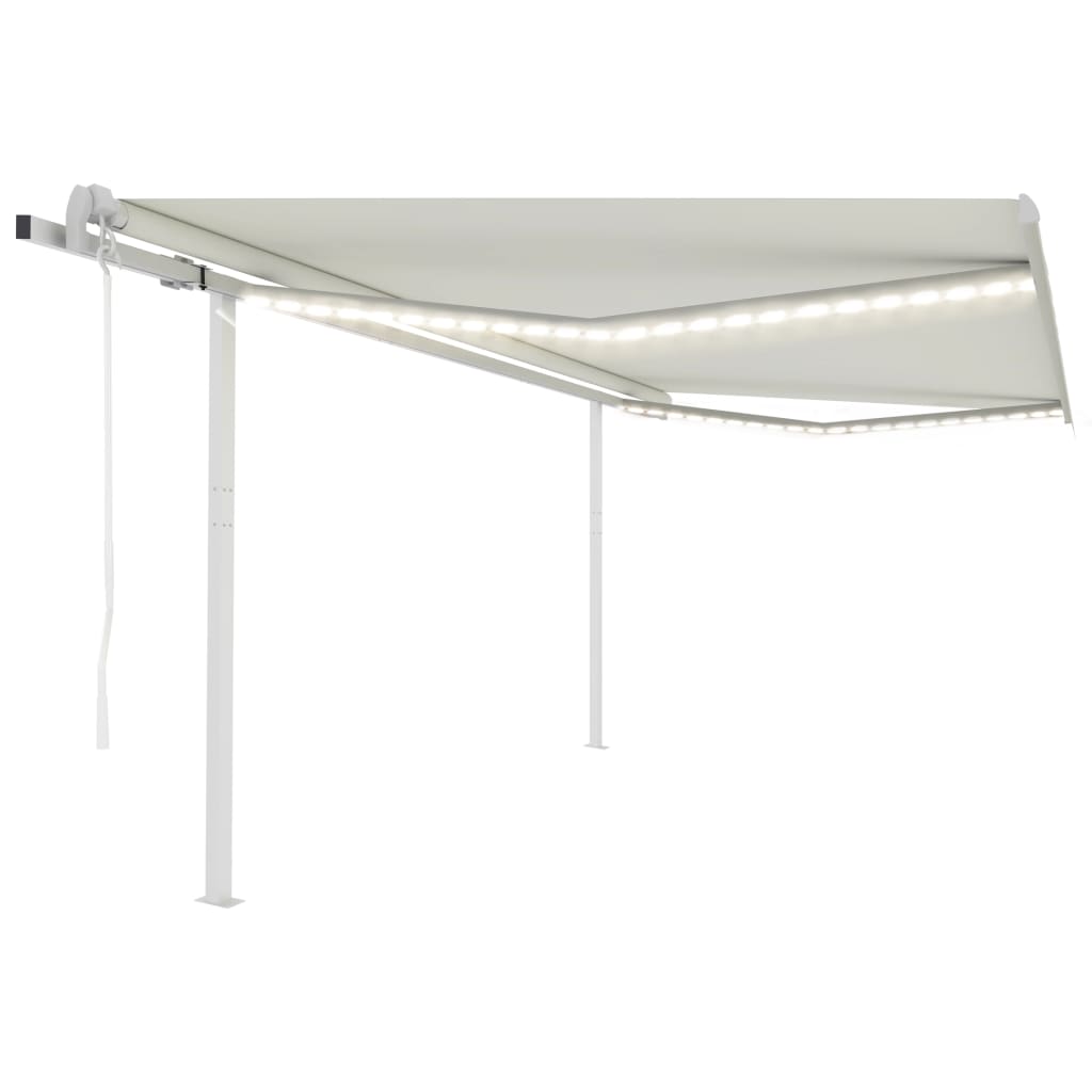 Vidaxl Luifel automatico con LED e sensore del vento 4,5x3,5 m Crema