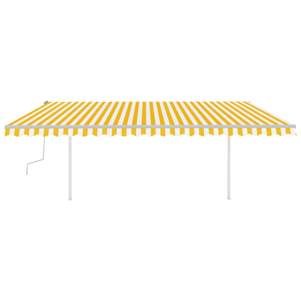 Vidaxl Luifel se puede extender manualmente con LED 5x3.5 m amarillo y blanco