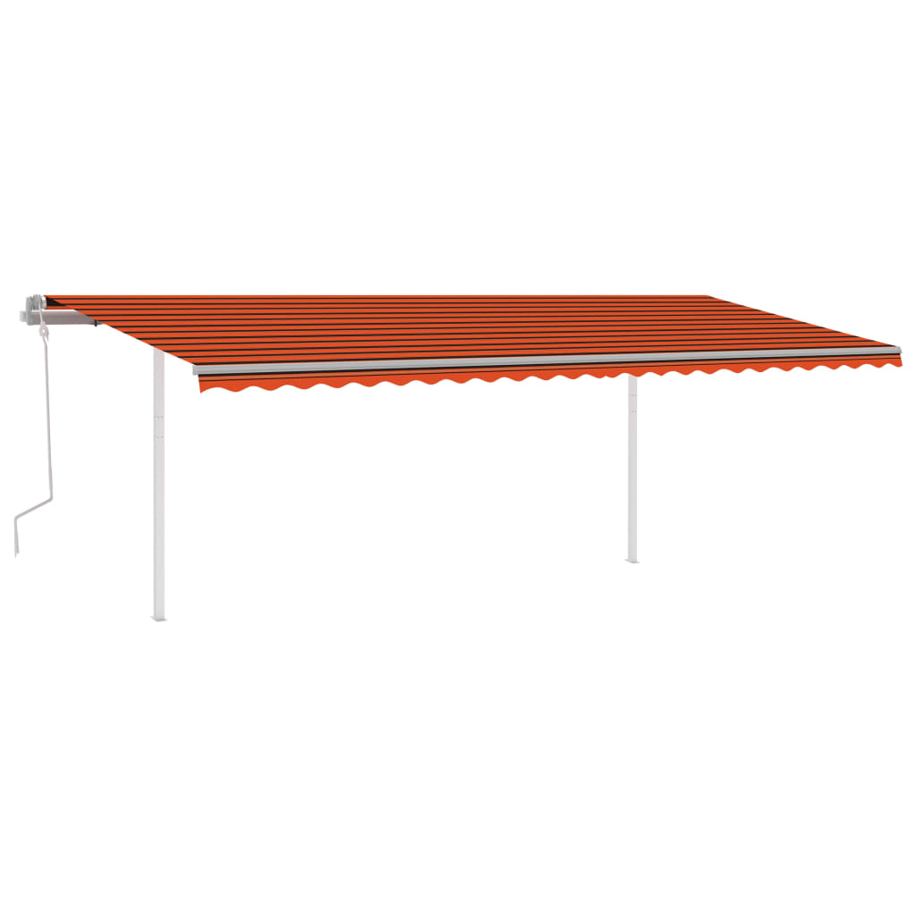 Vidaxl Luifel estendibile manualmente con pali 6x3,5 m arancione e marrone
