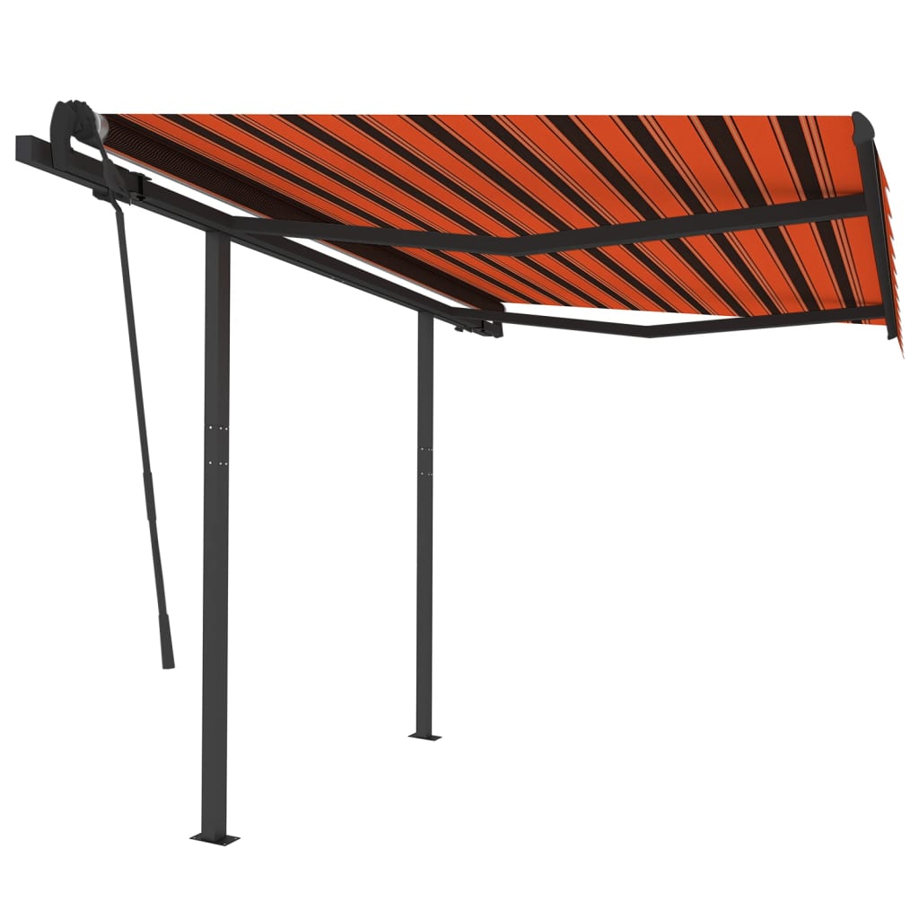 Vidaxl Luifel estendibile manualmente con pali 3x2,5 m arancione e marrone