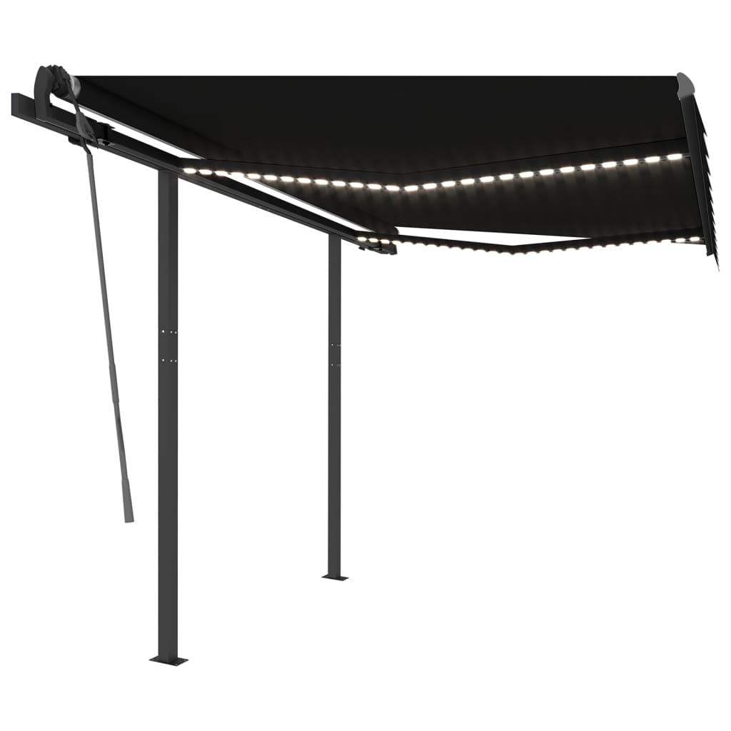 Vidaxl Luifel estendibile manualmente con antracite 3x2,5 M LED
